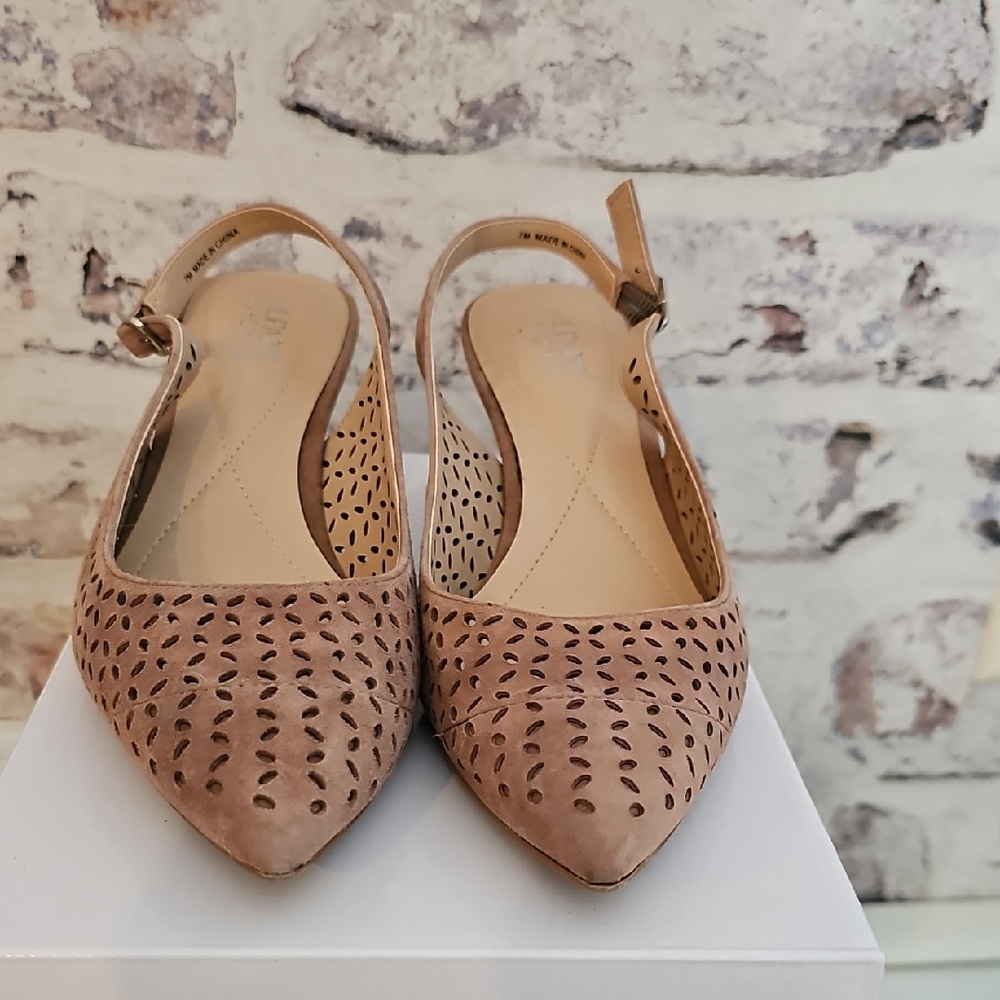 Leather Women's Tan Slingback Flats - worn once